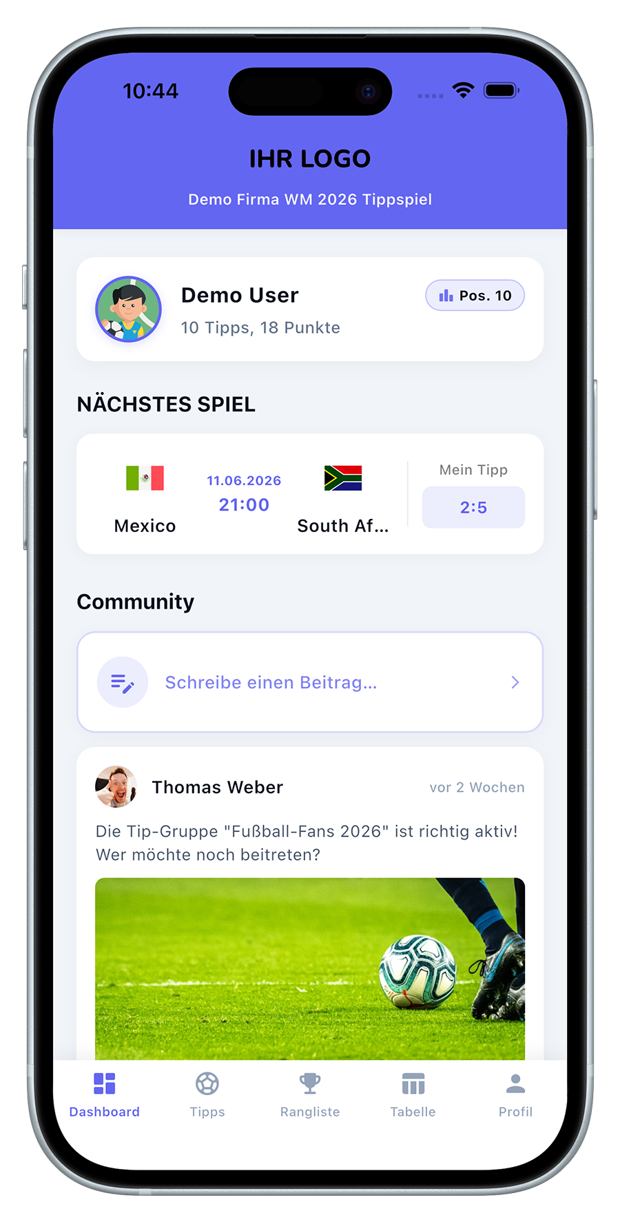 WM 2026 Tippspiel Software für Unternehmen - Corporate Tippspiel mit Branding